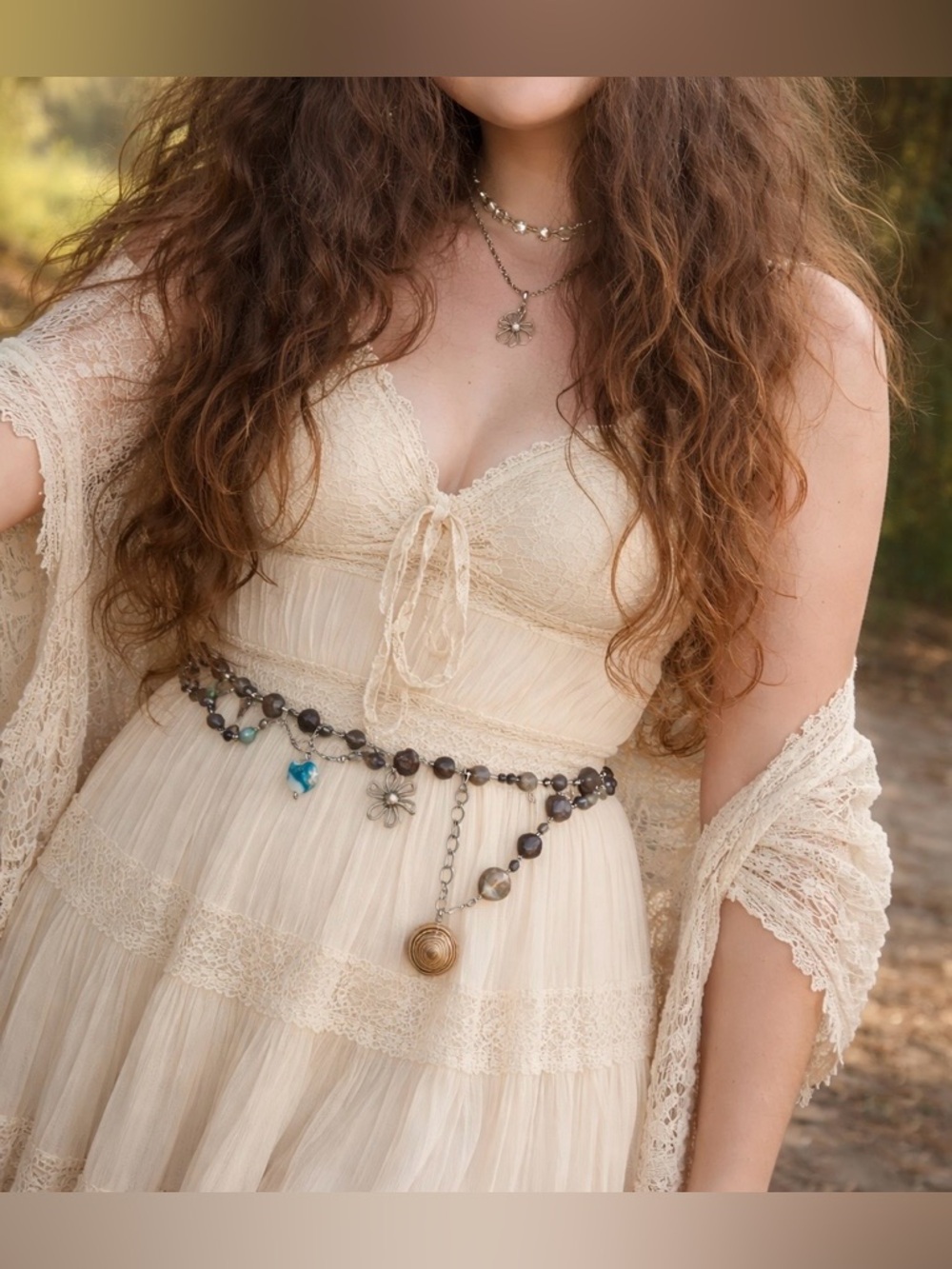 #100. Handmade Up Cycled Bead and Shell Charm Necklace